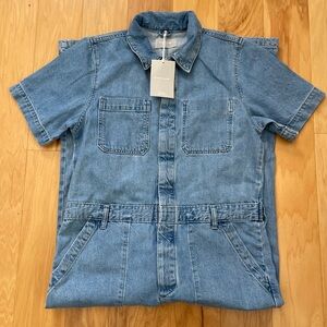 Everlane Short Sleeve Denim Jumpsuit 10 NWT